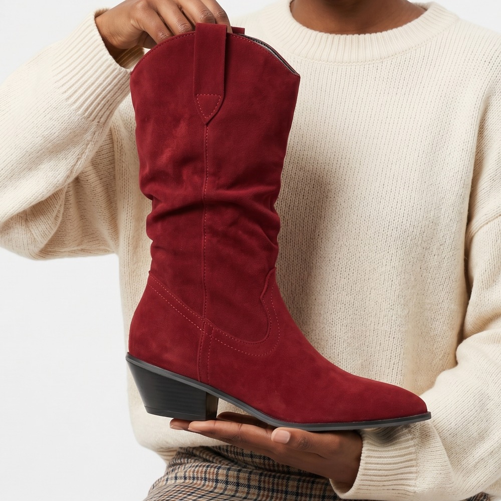 Ethnic Fashion Women - Fall Winter Velvet Short Boots Western