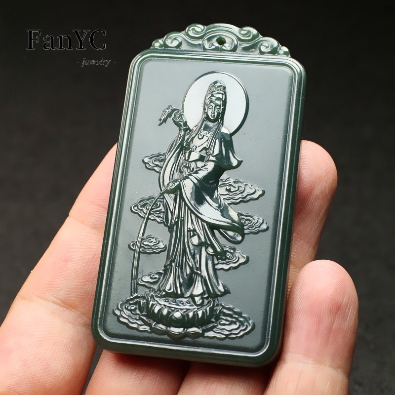 Natural Hetian Jade Qingyu Gua - đánh giá và giá Ethnic Fashion Men