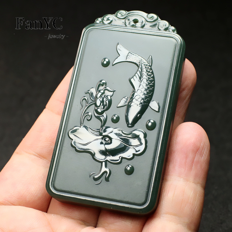 Natural Hetian Jade Qingyu Gua - đánh giá và giá Ethnic Fashion Men