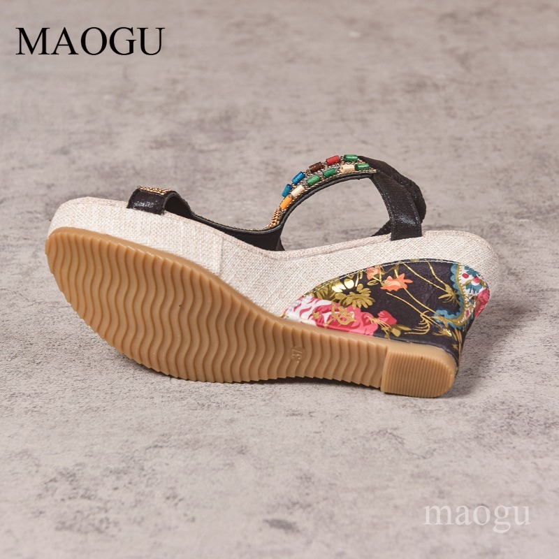 Boho Beaded Floral Wedge Sanda - đánh giá và giá Ethnic Fashion Women